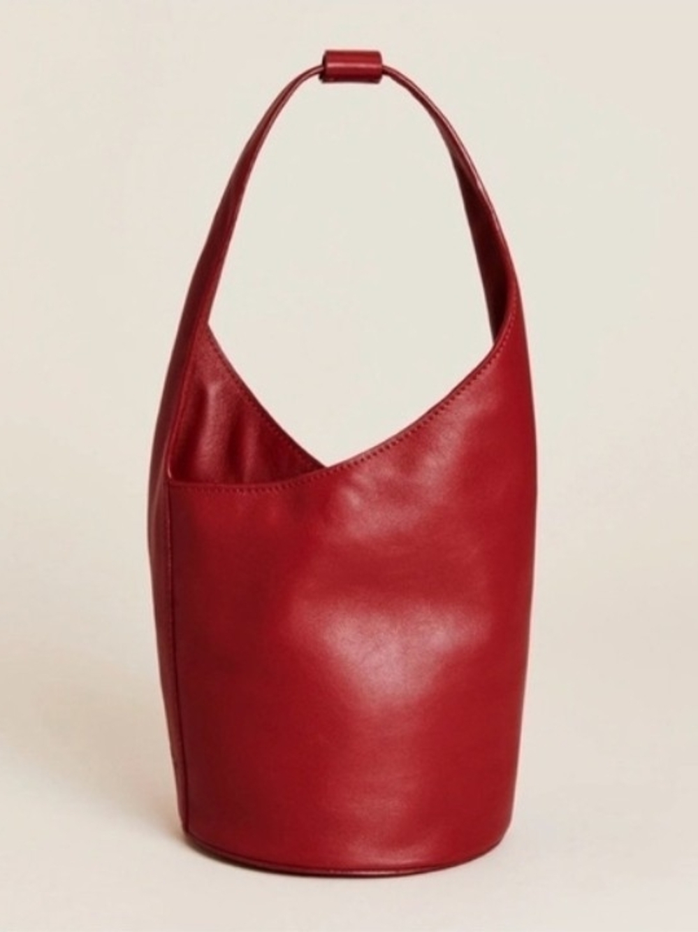 Reformation Red Leather Hobo Bucket Bag
